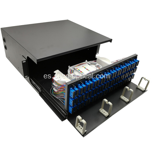 Caja de unidad de distribución de fibra de 19 "144 Core 4U para montaje en rack